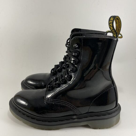 Dr Martens Docs Pascal Stud Combat Boots Womens Size 5 Patent Leather - Picture 4 of 11